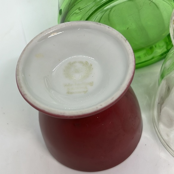 Vintage Green Glass Toothpick Holder & Two Vintage Egg Cups - Picture 2 of 3